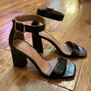Topshop Faux Crocodile Strappy Heels